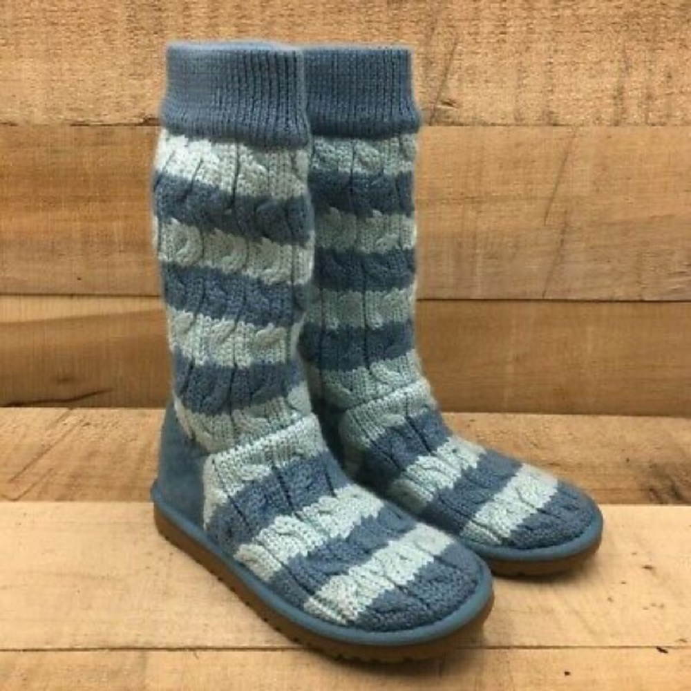Blue Striped Knit Uggs